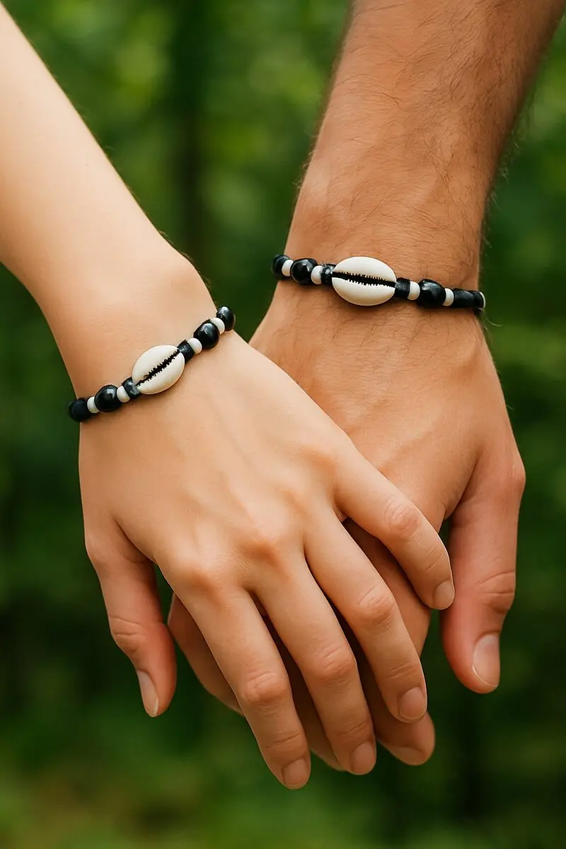 Bracelet Cauri noir et blanc