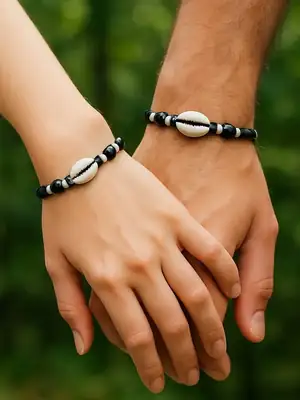Bracelet Cauri noir et blanc