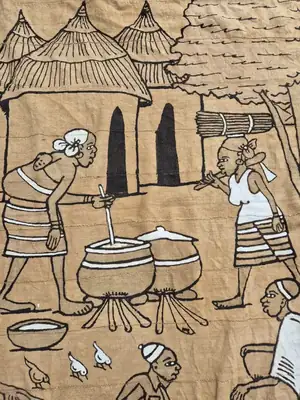 Tenture Bogolan Une journée au village 3